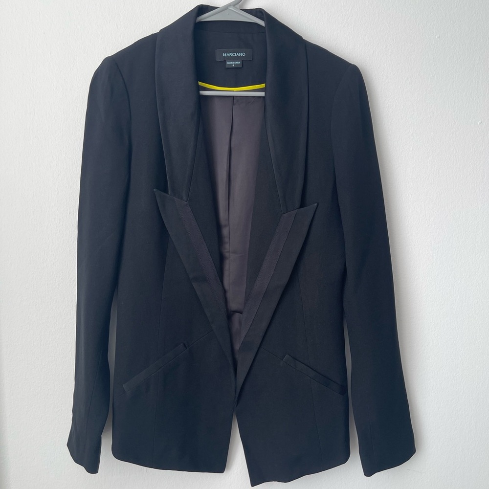Marciano Structured Open-Front Tux Blazer – Black – Size 6